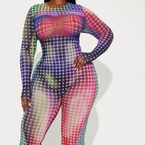 Geometric Mesh Jumpsuit